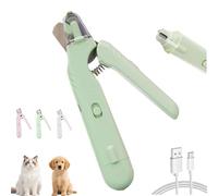 The SafeTrim By Pupnourish, Pupnourish Nail Trimmer, Dogs & Cats Nail Clippers With Light, Splash Guard, Low-Noise & Low-Vibration Multi-Function Animal Nail Clipper & Electric Filer (Green)