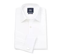 The Savile Row Company London Camicia Formale per Uomo a Maniche Lunghe in Popeline di Cotone dal Taglio Classico - Doppio Polsino - Bianco - Collo da 16,5" - Manica Allungata
