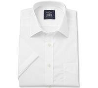 THE SAVILE ROW COMPANY LONDON Chemise habillée à Manches Courtes en Popeline de Coton Coupe Classique pour Homme- Blanc - 17" Collier