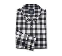 THE SAVILE ROW COMPANY LONDON Chemises décontractées à manches longues en coton pour homme Coupe classique, Noir/blanc à carreaux, M