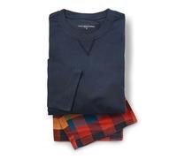 THE SAVILE ROW COMPANY LONDON Ensemble pyjama de luxe 100 % coton doux pour homme avec pantalon et t-shirt, Carreaux multicolores, L