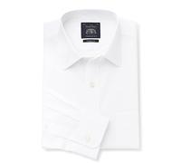 The Savile Row Company London Klassisches Herren-Hemd aus Baumwollpopeline mit langen Ärmeln - Einzelmanschette - Weiß - 16-Zoll-Kragen - Verlängerte Ärmel