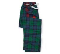 THE SAVILE ROW COMPANY LONDON Pantalon de pyjama doux 100 % coton brossé pour homme, Vert-bleu fenêtre à carreaux, S