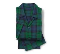 THE SAVILE ROW COMPANY LONDON Pyjama de luxe super doux 100 % coton brossé pour homme, Vert-bleu fenêtre à carreaux, L