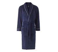 THE SAVILE ROW COMPANY LONDON Robe de chambre en polaire super douce pour hommes avec bordure en cordon, Marine, X-Large