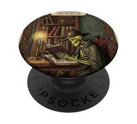 The Scholar Tarot Card Squelette Lecture Book Rat de bibliothèque PopSockets PopGrip Adhésif