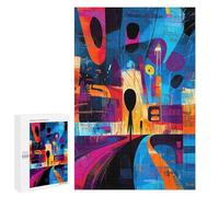 The Scream Reimagined - Geometric Abstract Expressionism - Puzzle Décoratif en Bois, 1000 PCS, Activité D’Hiver pour Adultes - À Assembler, Encadrer Et Exposer