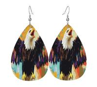 The Screaming Eagle Flying Boucles d'oreilles en cuir en forme de larme pour femme - Boucles d'oreilles pendantes légères en PVC avec crochets en argent 925, imprimés double face | Cadeau