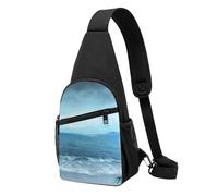 The Sea Sac de poitrine imprimé pour homme et femme, sac banane d'extérieur à bandoulière pour randonnée, sport, Noir , Taille unique, Sac à dos décontracté