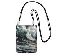 The Sea Waves - Mini sac à bandoulière étanche pour téléphone portable, sac à main avec sangle réglable, pochette de voyage pour téléphone portable, pochette de ceinture, noir, taille unique