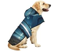 The Seaside At Night Manteau de pluie imperméable pour chiens de petite, moyenne et grande taille avec bandes réfléchissantes et sangle ventrale réglable