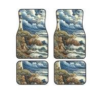 The Seaside Lighthouse Lot de 4 tapis de sol de voiture souples antidérapants pour camionnettes, berlines, camions, SUV