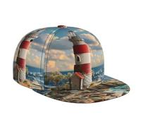 The Seaside Lighthouse Print Baseball Cap Summer Sports Hat Sweat-Absorbing Respirant Outdoor Activités Wear Black