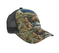 The Seaside Lighthouse Print Mesh Fashion Casquette de baseball Commodité Chapeau Design Boucle Taille Réglable Hommes Femmes Noir