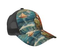 The Seaside Lighthouse Print Mesh Fashion Casquette de baseball Commodité Chapeau Design Boucle Taille Réglable Hommes Femmes Noir