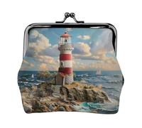The Seaside Lighthouse Print Petit kit de voyage portefeuille, pochette compacte pour camping, aventures et excursions de pêche, noir, One Size, Art déco