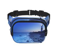 The Seaside Lighthouse Sac banane unisexe carré double couche Sac banane de voyage Accessoire d'entraînement Noir Taille unique, Noir, One Size