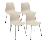THE SECRET HOME - Chaise design en métal et polypropylène pour salle à manger - Siège en fer et PVC - Idéale pour salon, salle à manger et cuisine - 80 x 44,5 x 54 cm (4, beige)