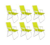 THE SECRET HOME Lot de 1, 2, 4 et 6 chaises de plage pliables en métal et polyester - Siège idéal pour plage, jardin, terrasse (6, vert)