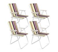 THE SECRET HOME - Lot de 1, 2, 4 et 6 chaises de plage pliantes - Chaise en métal et polyester - Siège idéal pour plage, jardin, terrasse (4, vert/violet)