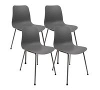 THE SECRET HOME - Lot de 4 chaises en Polypropylène et Métal - Hauteur. 80 cm x Largeur. 44,5 cm - Sièges Design pour la Maison - Idéal pour la Salle à Manger et la Cuisine (Gris Foncé)