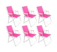 THE SECRET HOME - Lot de 4 et 6 Chaises de Plage Pliables en Métal et Polyester - Siège Idéal pour Plage, Jardin, Terrasse (6, Rose)