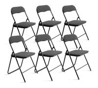 THE SECRET HOME - Lot de 4 et 6 chaises Pliantes en Polyester et métal - Hauteur 78 cm x Largeur 43 cm - Siège d'appoint pour la Maison - Chaise avec Pieds antidérapants (6, Noir)