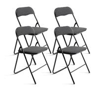 THE SECRET HOME - Lot de 4 et 6 chaises Pliantes en Polyester et métal - Hauteur 78 cm x Largeur 43 cm - Siège d'appoint pour la Maison - Chaise avec Pieds antidérapants (4, Noir)