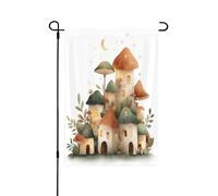 The Secret of Champignon House Drapeau décoratif double face - Bannière de jardin, parfaite pour la décoration extérieure et intérieure, disponible en deux tailles