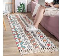 The Seeker Tapis de couloir lavable en machine - 60 x 130 cm - Antidérapant - Multicolore - Rectangulaire - Boho - Géométrique - Poil ras - Lavable en machine