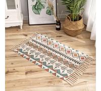 The Seeker Tapis lavable pour chambre à coucher, petit tapis de surface pour salon, Boho, poils courts, tissé à la main, tapis en coton avec glands pour chambre, cuisine, couloir, salle de bain