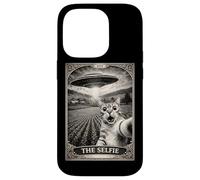 The Selfie Cat Tarot Card UFO Alien Sci FI Parodie Invasion Coque pour iPhone 14 Pro