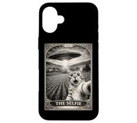 The Selfie Cat Tarot Card UFO Alien Sci FI Parodie Invasion Coque pour iPhone 16 Plus