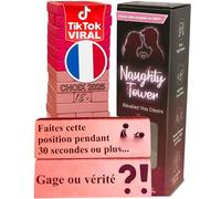 The Sensual Lab 54 Blocs Roses - Jeu de Défis - Jeu d’Équilibre pour Deux Joueurs - Activités Amusantes - Version Française
