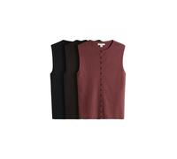 The Set Cardigan chocolat / rouge rouille / noir, Taille S