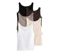 THE SET - Débardeurs Femme à Col Rond - Noir et Blanc (Lot de 5) Noir/Brun/Neutre/Nude/Blanc XL