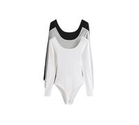 THE SET Femme Body côtelés à encolure dégagée, lot de 3 Gris/noir/blanc S