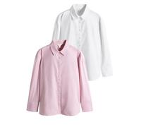 THE SET Femme Chemise Oxford, Lot de 2 Pale Pink/White M