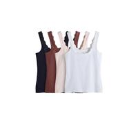 THE SET Femme Débardeur côtelé à encolure carrée et liseré, lot de 4