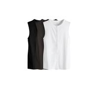 THE SET Femme Débardeur côtelé boutonné, Lot de 3 Black/White/Chocolate Brown XL