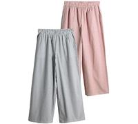 THE SET Femme Pantalon en coton à enfiler, lot de 2 Navy Stripe/Red Stripe Medium