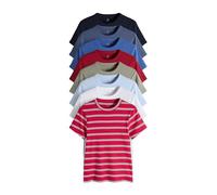 THE SET Femme T-Shirt côtelé à Manches Courtes, Lot de 8 Navy/Blue/Red/Light Green/White/Stripe XL