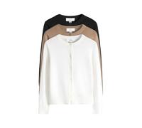THE SET Fille Cardigan en Maille, Lot de 3 Black/Cream/Brown 11 Ans