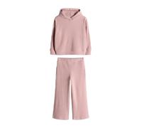 THE SET Fille Ensemble sweat à capuche décontracté, doux et côtelé et pantalon de jogging large Rose 4 Ans