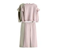 THE SET Fille Sweat décontracté avec manches à volants et pantalon de jogging large, lot de 2 Brown/Pink 10 Ans