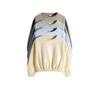 THE SET Fille Sweat ras du cou court à taille élastique, lot de 4 Yellow/Blue/Green/Brown 8 Ans