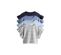 THE SET Fille T-Shirt à Manches volantées, Lot de 4 Navy Blue/Ecru/Stripe 4 Ans