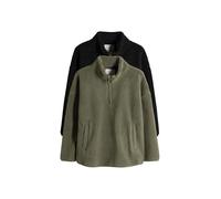 THE SET Garçon Pull à col zippé en Polaire Imitation Peau de Mouton, Lot de 2 Black/Green 6 Ans