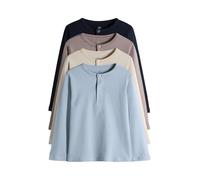 THE SET Garçon T-Shirt à Manches Longues et col Tunisien, Lot de 4 Navy/Brown/Blue/Cream 5 Ans