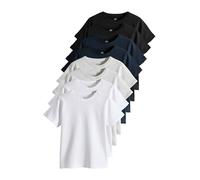 THE SET Garçon T-Shirt Regular à Manches Courtes, Lot de 8 Black/Navy Blue/Grey Marl/White 11 Ans